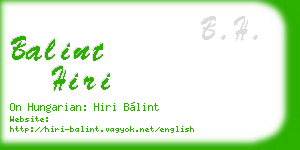 balint hiri business card